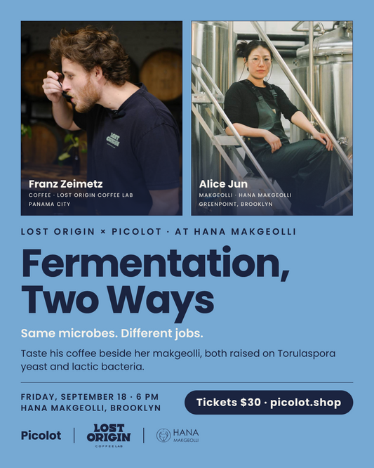 Fermentation, Two Ways.  Picolot × Lost Origin × Hana Makgeolli